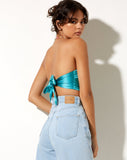 Image of Nolda Crop Top in Satin Aqua Blue