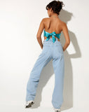 Image of Nolda Crop Top in Satin Aqua Blue