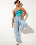 Image of Nolda Crop Top in Satin Aqua Blue