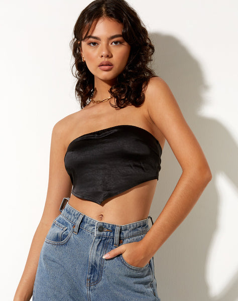 Image of Nolda Crop Top in Satin Black