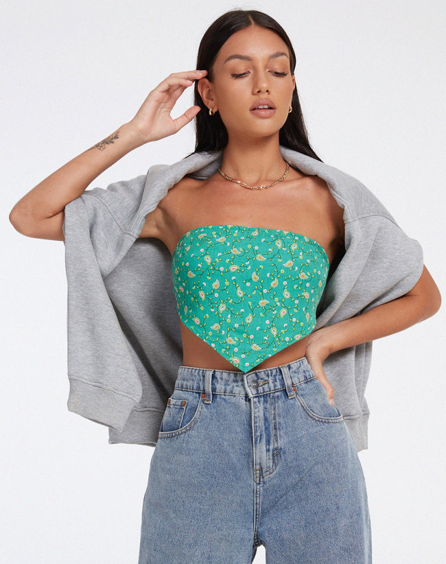 Image of Nolda Crop Top in Paisley Fun Green