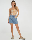 image of Nolda Crop Top in Picnic Print Brown