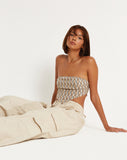 image of Nolda Crop Top in Preppy Geo Brown