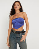 Image of Nolda Bandeau Crop Top in Satin Spectrum Blue