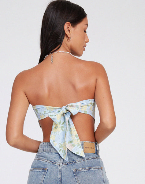 image of Nolda Crop Top in Washed Out Pastel Floral