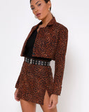 Sheny Mini Skirt in Ditsy Leopard Orange