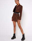 Noly Cropped Blazer in Ditsy Leopard Orange