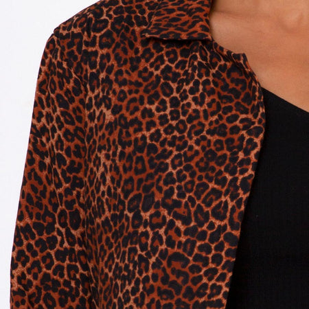 Noly Cropped Blazer in Ditsy Leopard Orange