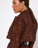 Noly Cropped Blazer in Ditsy Leopard Orange