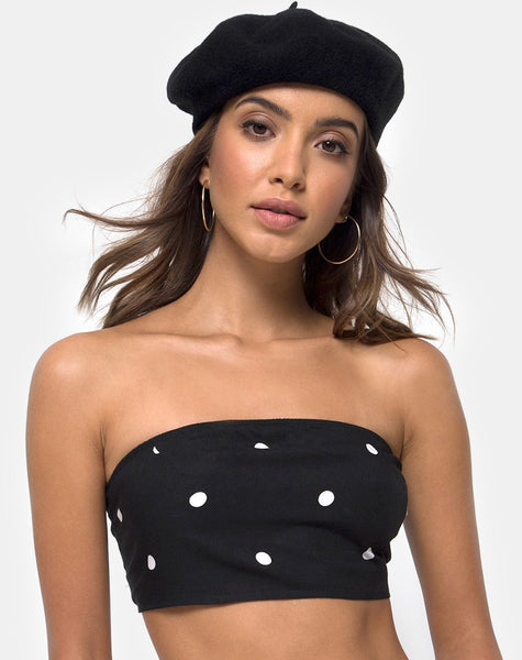 Nolia Tube Top in Black and White Polkadot