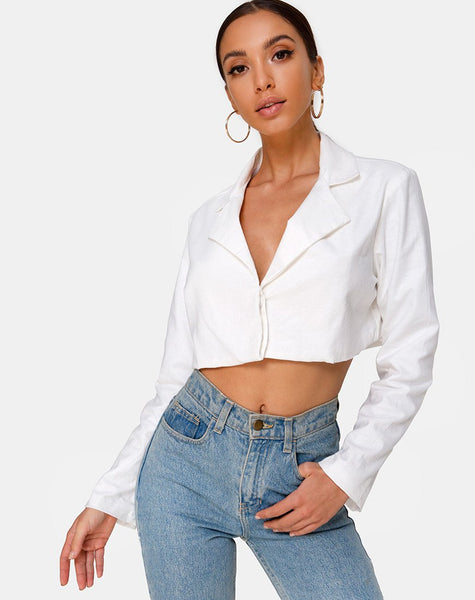 Noly Cropped Blazer in Ivory