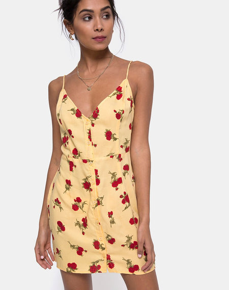 Sanna Slip Dress in Brown and Yellow Check