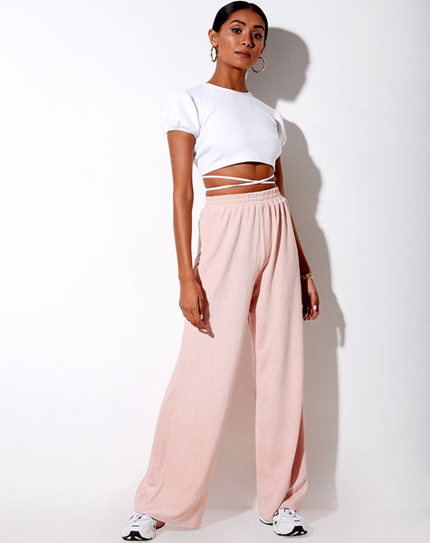 Obeli Trouser in Velvet Rib Light Pink