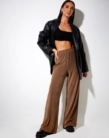 Onfal Wide Leg Trouser in Rami Bitter Chocolate