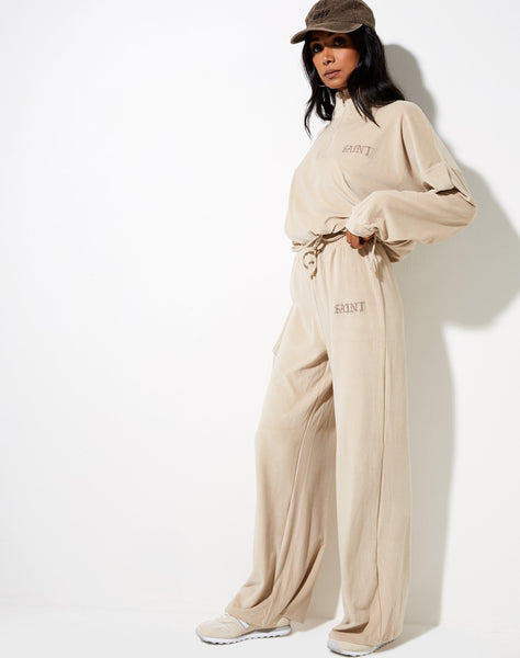 Obeli Trouser in Neutral Beige 'Saint' Embro