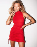 Ady Bodycon Dress in Rib Racing Red