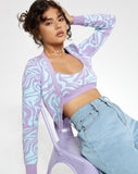 Image of Motel X Barbara Kristoffersen Odina Cardi in Knit Jagged Swirl Lavender and Mint