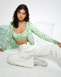 Image of Motel X Barbara Kristoffersen Odina Cardi in Knit Jagged Swirl Peppermint and Cream