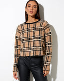 Image of Oki Jumper in Knit Cream Black and White Check