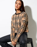 Image of Oki Jumper in Knit Cream Black and White Check