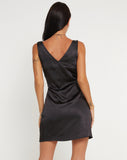 image of Oksana Mini Dress in Satin Black