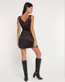 image of Oksana Mini Dress in Satin Black