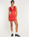 image of Oksana Mini Dress in Satin Red