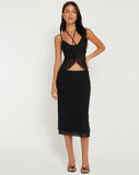 image of Olgira Mesh Halterneck Vest Top in Black