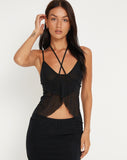 image of Olgira Mesh Halterneck Vest Top in Black