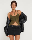 image of Olgira Mesh Halterneck Vest Top in Khaki