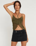 image of Olgira Mesh Halterneck Vest Top in Khaki