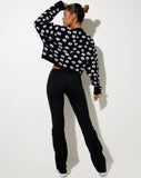 Image of Olina Cropped Cardi in Knit Black Daisy White