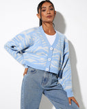 Image of Olina Cropped Cardi in Zebra Blue Grey