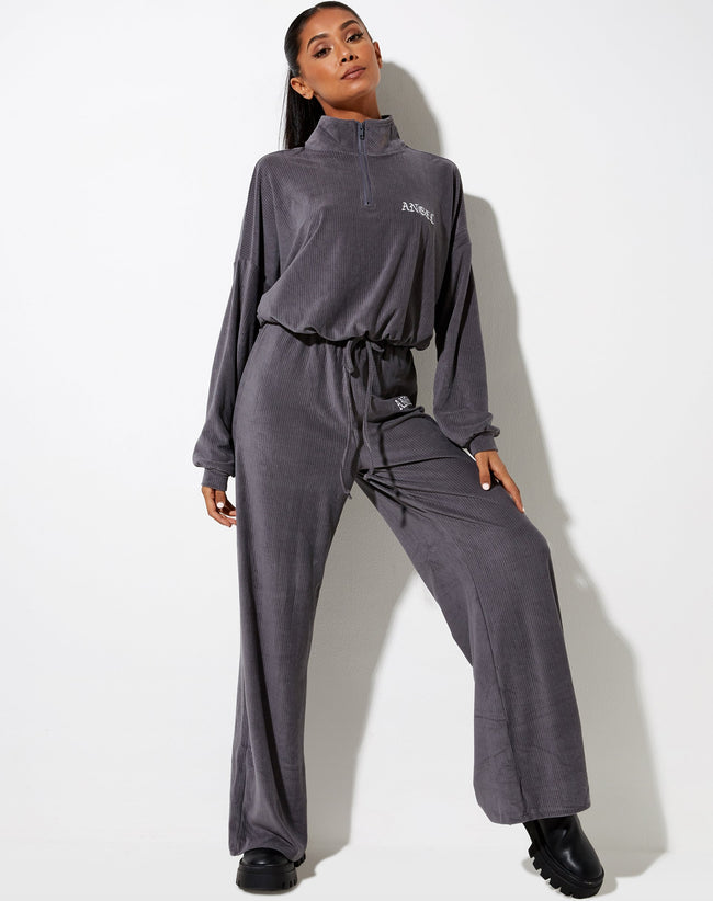 Obeli Trouser in Charcoal Grey 'Angel' Embro