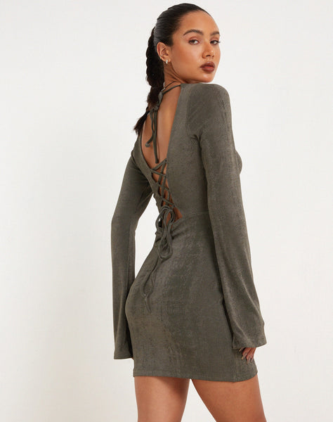 image of Onata Long Sleeve Mini Dress in Dark Grey