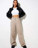 Image of Onfal Wide Leg Trouser in Taupe Check