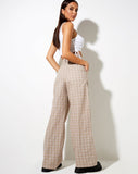 Image of Onfal Wide Leg Trouser in Taupe Check