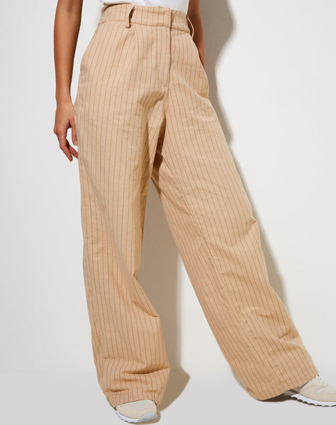 Image of Onfal Wide Leg Trouser in Pencil Stripe