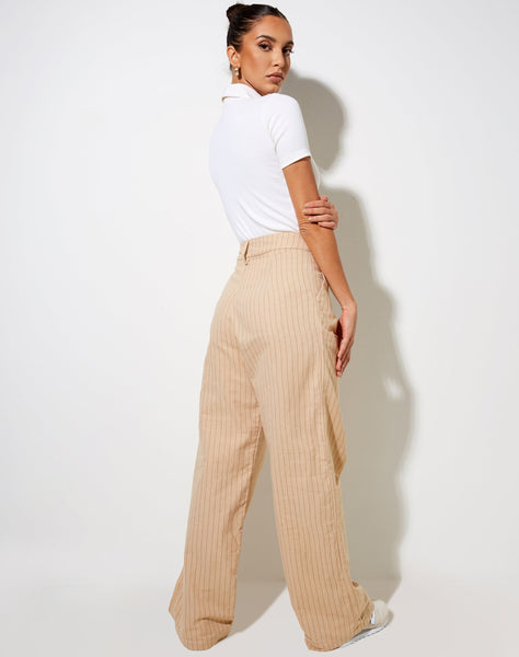 Image of Onfal Wide Leg Trouser in Pencil Stripe