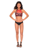 On Point Bikini Bottoms in Flaming Skies Black