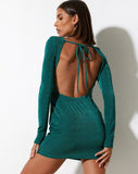 image of Onsa Mini Dress in Crepe Forest Green