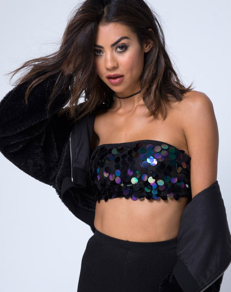 Chateau Crop Top in Black