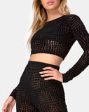 Boro Crop Top in Croc Flock Black