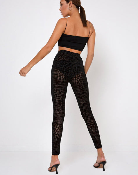 Oria Leggings in Croc Flock Black