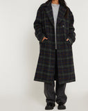 image  of Orlova Coat in Check Navy Black and Brown