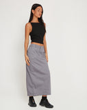 image of Reese Cargo Midi Skirt in Charcoal Grey with White Stitch