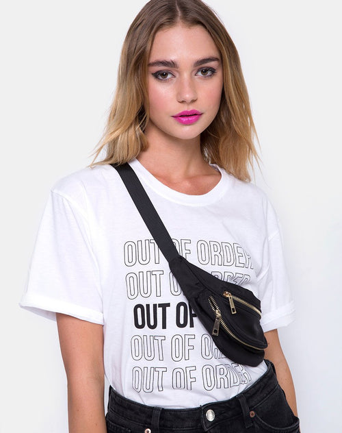 Oversize Basic Tee in Out of Order  White