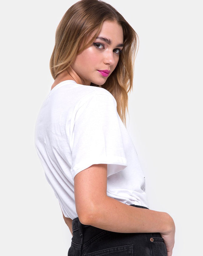 Oversize Basic Tee in Out of Order  White