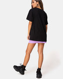 Oversize Basic Tee in Black with Angel Embro