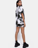 Oversize Basic Tee in Mono tie Dye Black and White